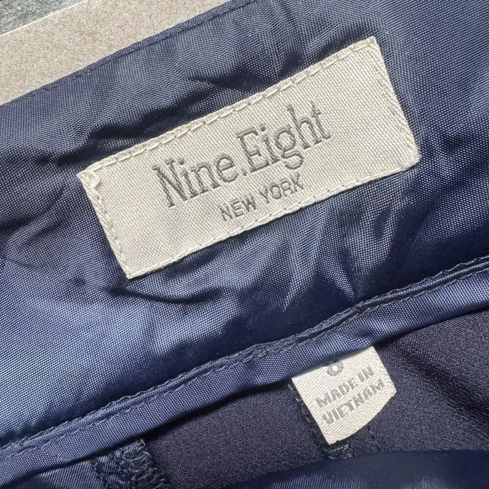 Nine Eight NY Navy Dress Pants Size 8 Work Office Slim Fit
